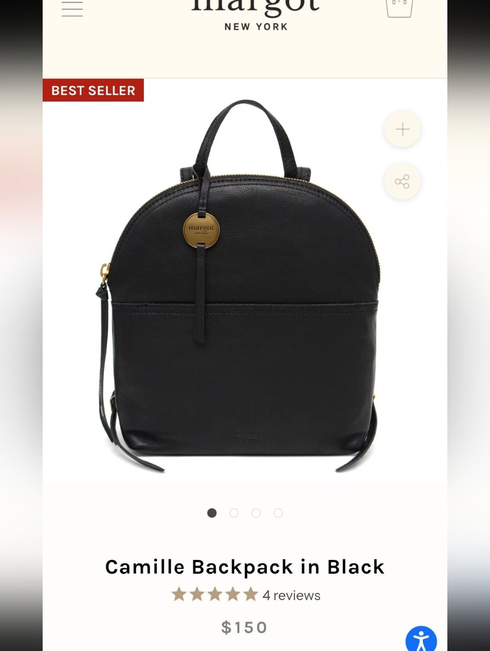 margot Genuine Leather Camille Backpack, Black, Small - Picture 4 of 13